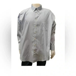 Lands’ End Blue Pinstriped Ling Sleeve Button Down Dress Shirt Size 19-35